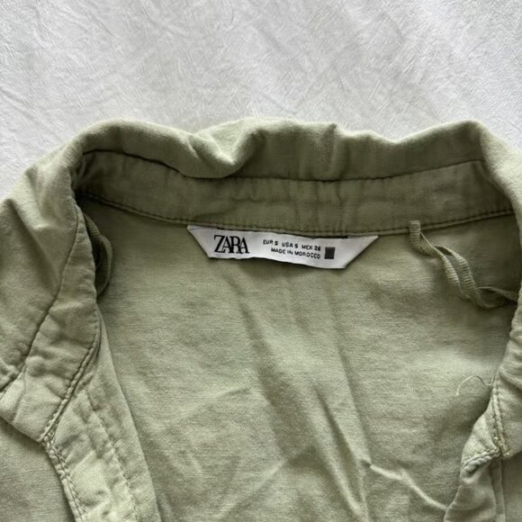 Zara green button up blouse - Picture 3 of 4